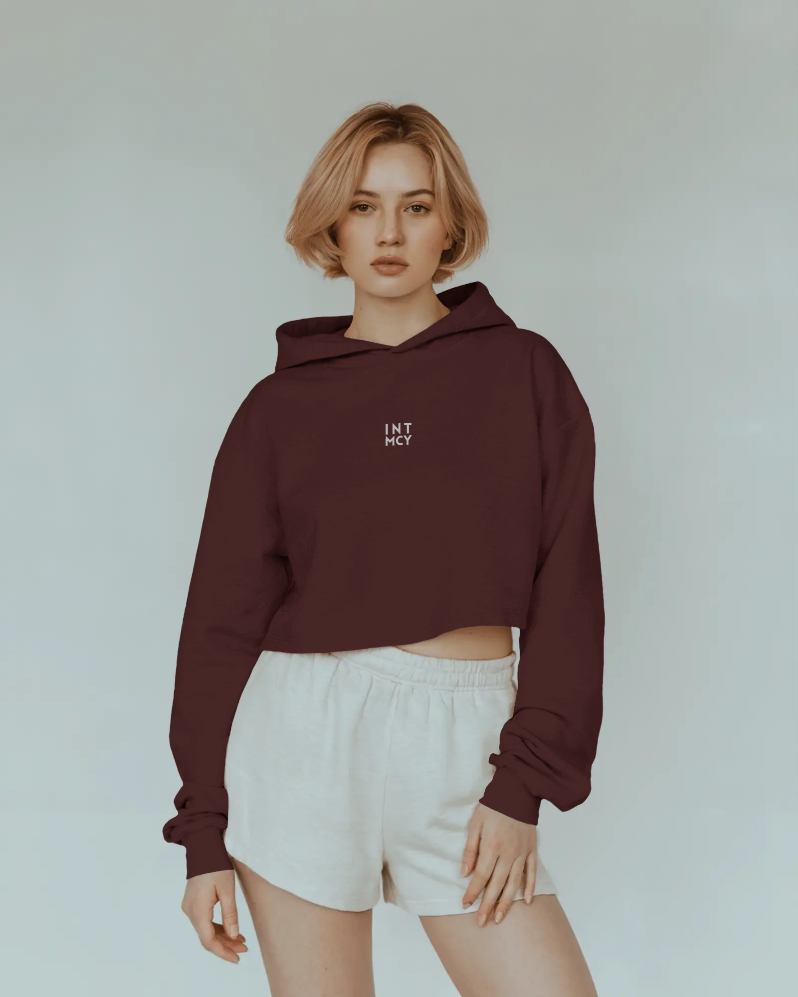 Liquid Cropped Hoodie in Red